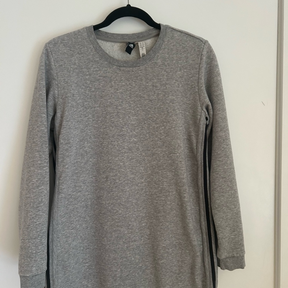 adidas Gray Three Stripes Crewneck Sweatshirt
